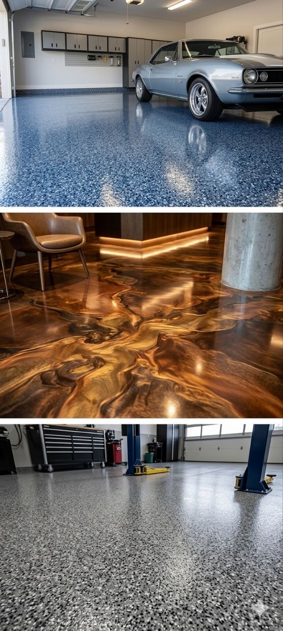 Metallic epoxy floor coating example